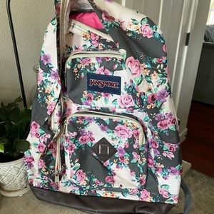 Black & white floral print Jansport backpack